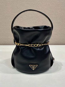 Prada original lambskin petit sac noir mini bucket bag 1BE088 black