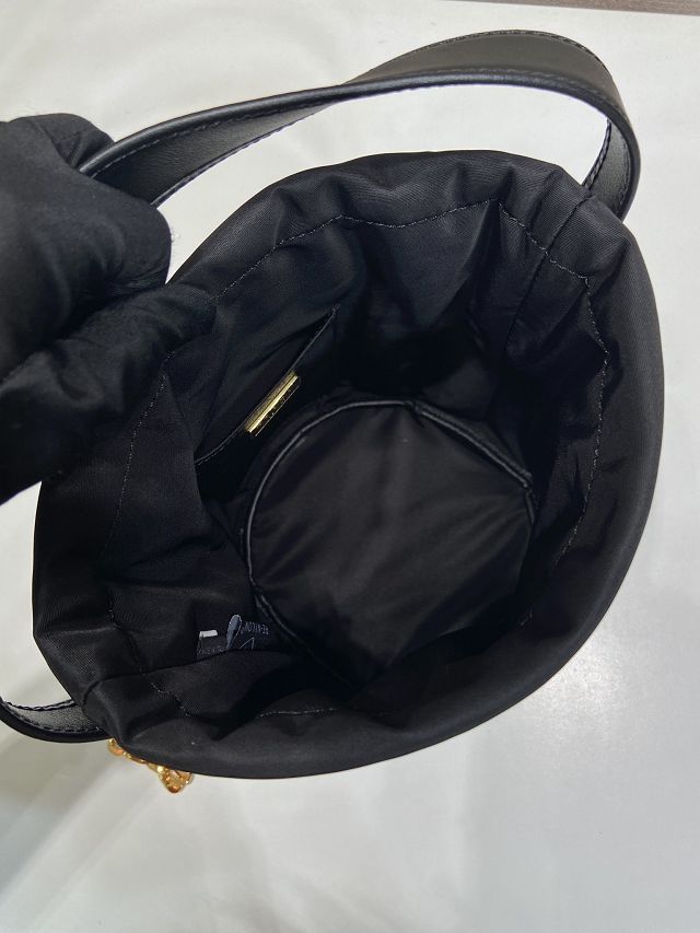 Prada original nylon petit sac noir mini bucket bag 1BE088 black