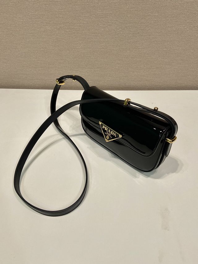 Prada original patent calfskin mini shoulder bag 1BD339 black