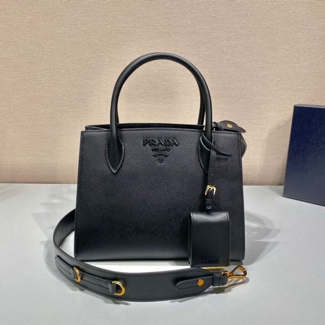 Prada original saffiano calfskin galleria medium bag 1BA156 black