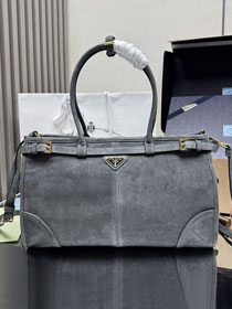 Prada original suede bonnie large tote bag 1BA433 grey