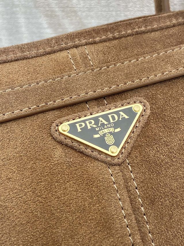 Prada original suede bonnie maxi tote bag 1BA439 brown