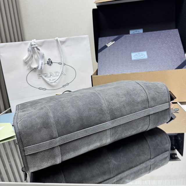 Prada original suede bonnie maxi tote bag 1BA439 grey