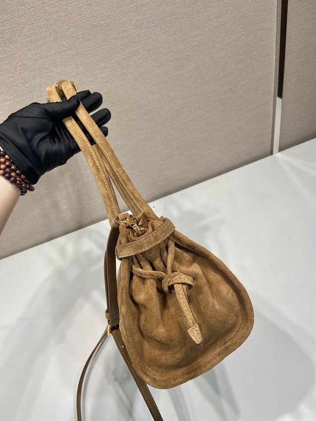 Prada original suede bonnie medium tote bag 1BA426 brown
