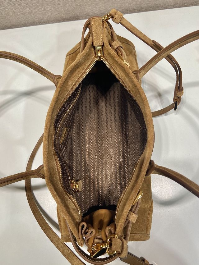 Prada original suede bonnie medium tote bag 1BA426 brown