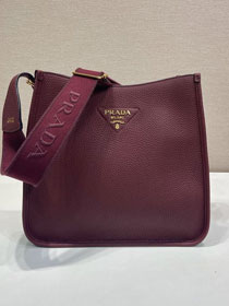 Prada original calfskin large shoulder bag 1BC073 burgundy