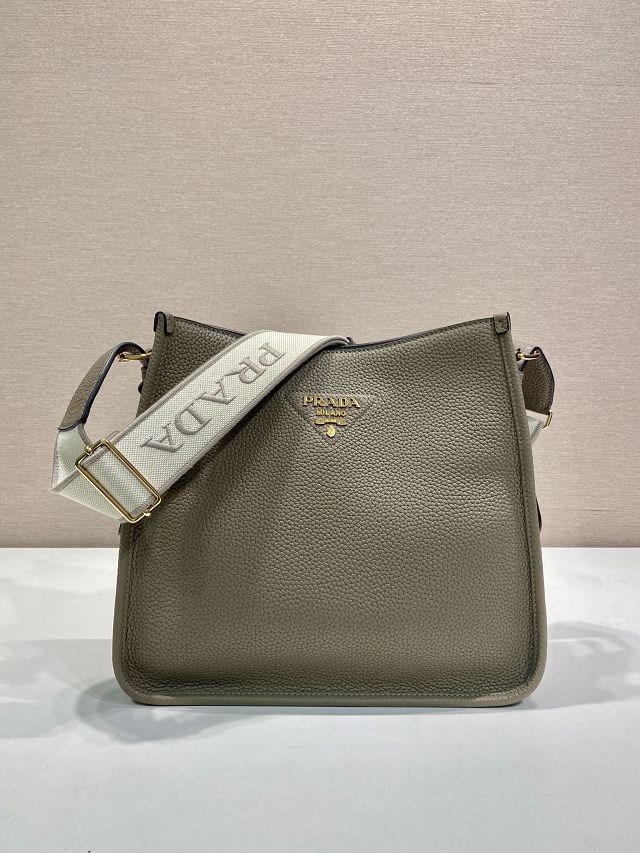 Prada original calfskin large shoulder bag 1BC073 grey