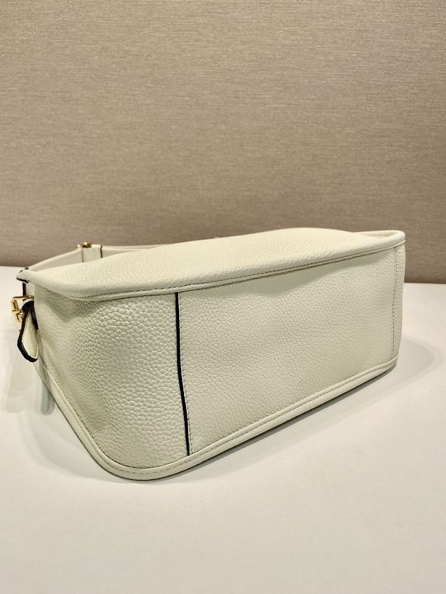 Prada original calfskin large shoulder bag 1BC073 white