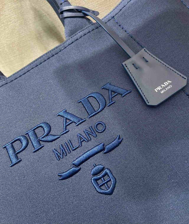 Prada original canvas jardiniere large handbag 2VG131 blue