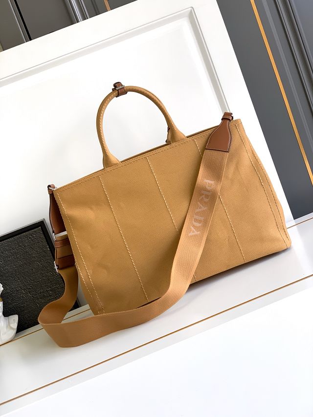 Prada original canvas jardiniere large handbag 2VG131 tabacco