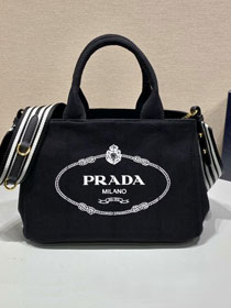 Prada original canvas jardiniere medium handbag 1BG439 black