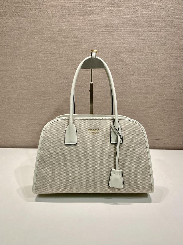 Prada original canvas top handle bag 1BG572 white