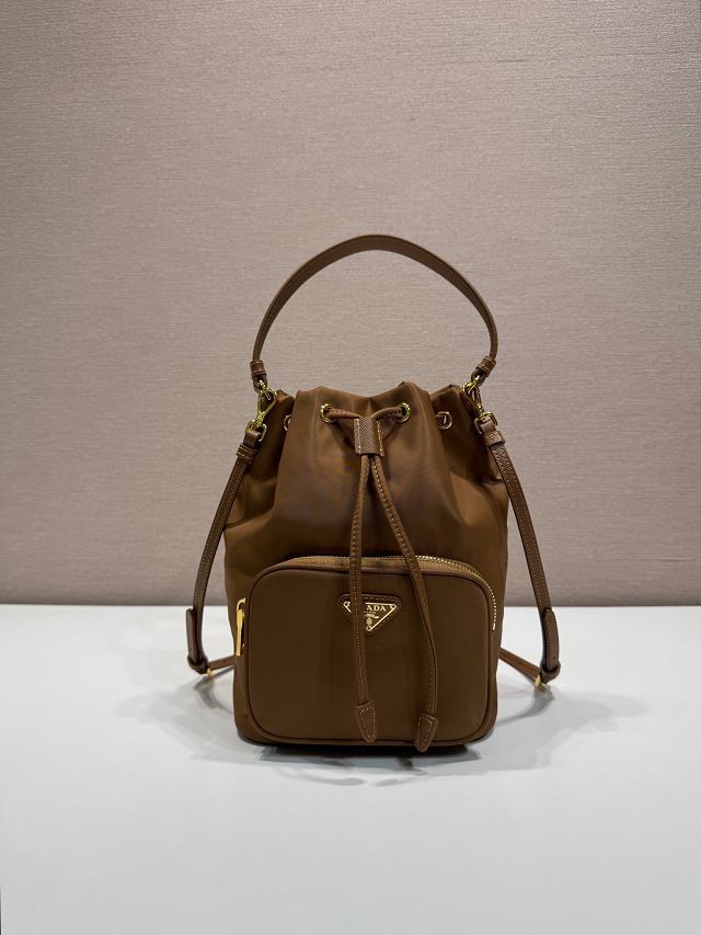 Prada original nylon mini backpack 1BH038 brown