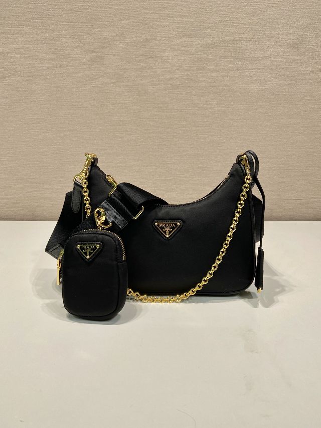 Prada original nylon re-edition 2005 hobo bag 1BH204 black