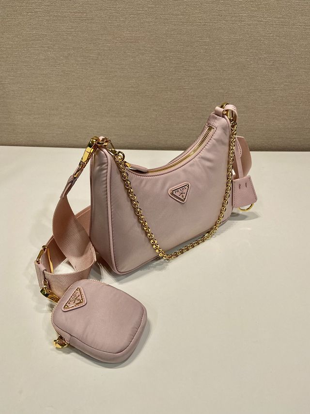 Prada original nylon re-edition 2005 hobo bag 1BH204 pink
