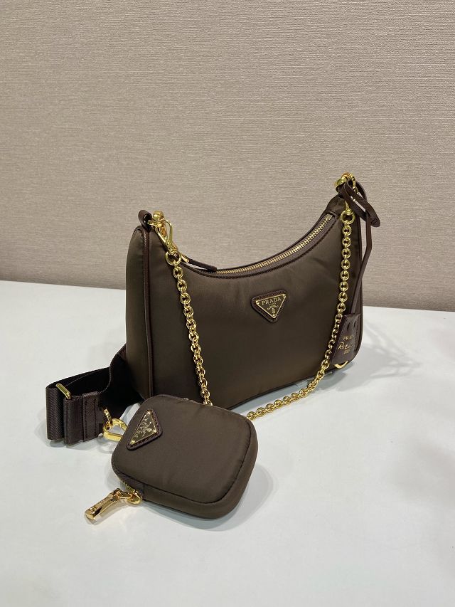 Prada original nylon re-edition 2005 hobo bag 1BH204 sienna