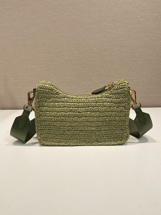 Prada original raffia re-edition 2005 hobo bag 1BH204 green