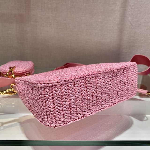 Prada original raffia re-edition 2005 hobo bag 1BH204 pink