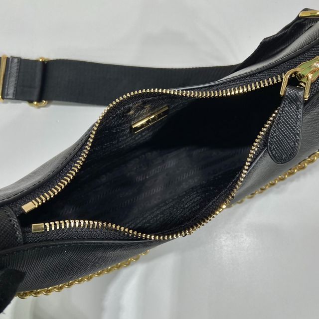 Prada original saffiano calfskin re-edition 2005 hobo bag 1BH204 black