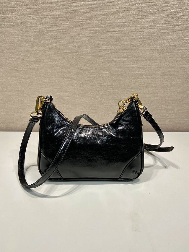 Prada original shiny calfskin re-edition mini bag 1BC204B black