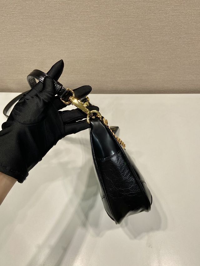 Prada original shiny calfskin re-edition mini bag 1BC204B black