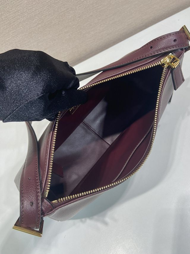 Prada original soft calfskin aimee medium shoulder bag 1BC229 burgundy