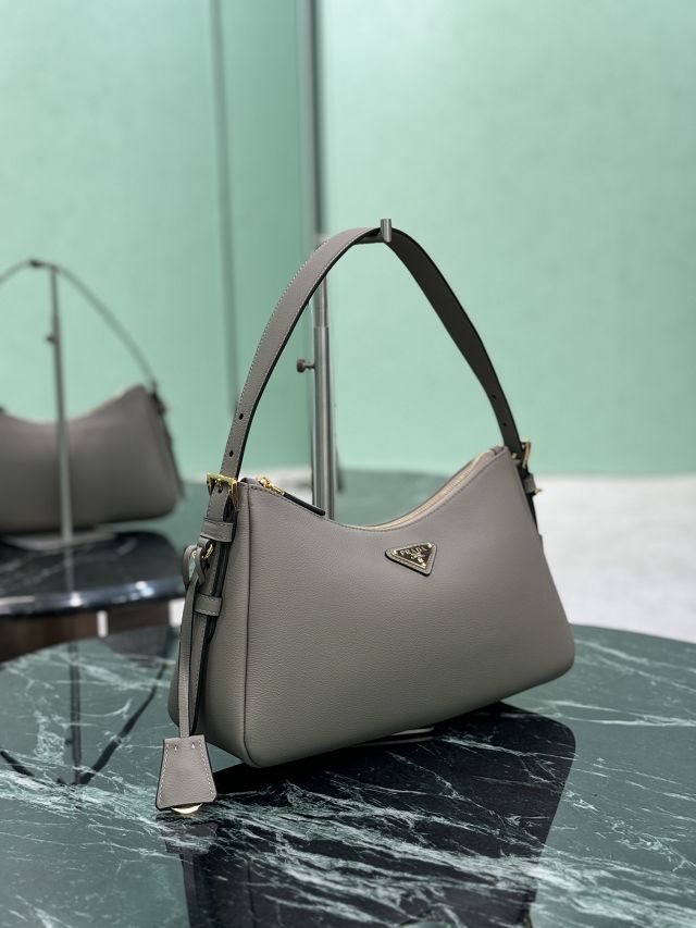 Prada original soft calfskin aimee medium shoulder bag 1BC229 grey