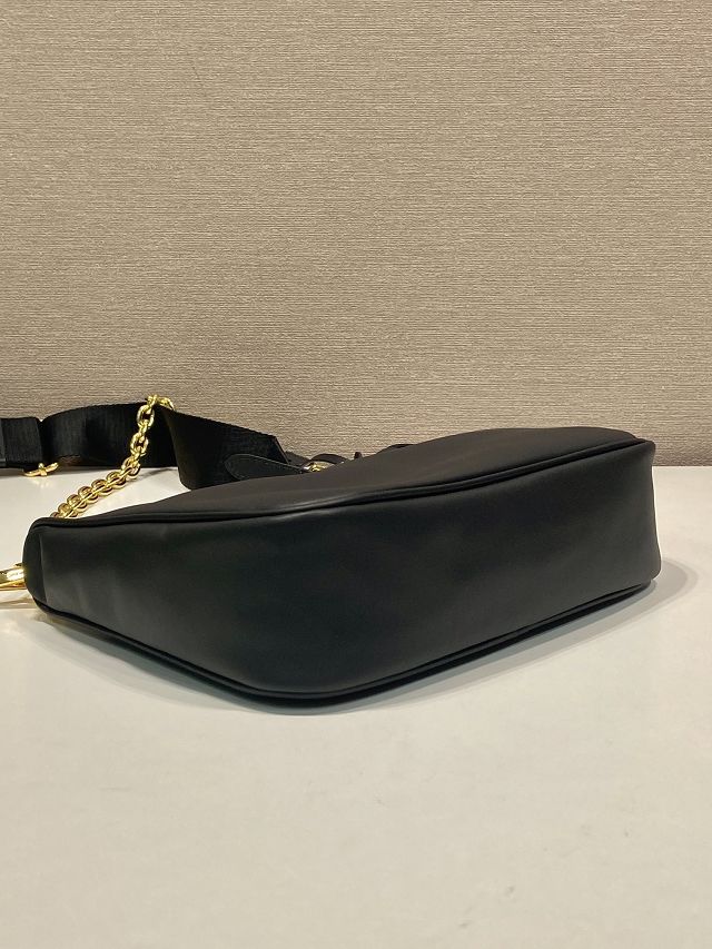 Prada original soft calfskin re-edition 2005 hobo bag 1BH204 black