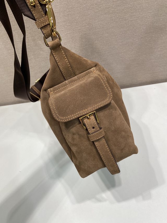 Prada original suede explore shoulder bag 1BC264 brown