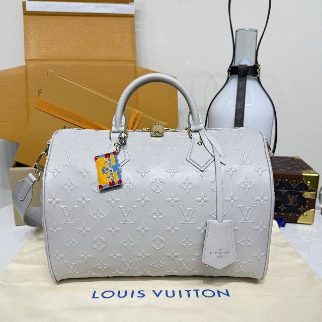 Louis vuitton original calfskin speedy soft 30 handbag M25670 grey