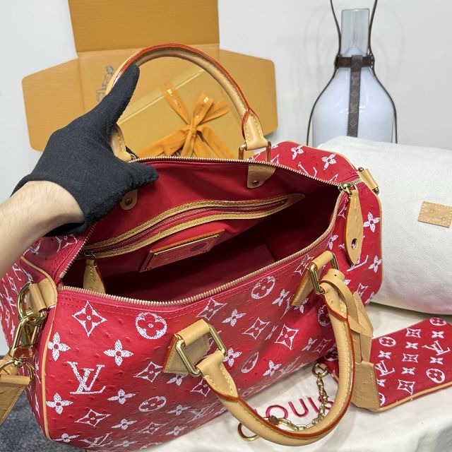 Louis vuitton original ostrich calfskin speedy P9 40 N87523 red