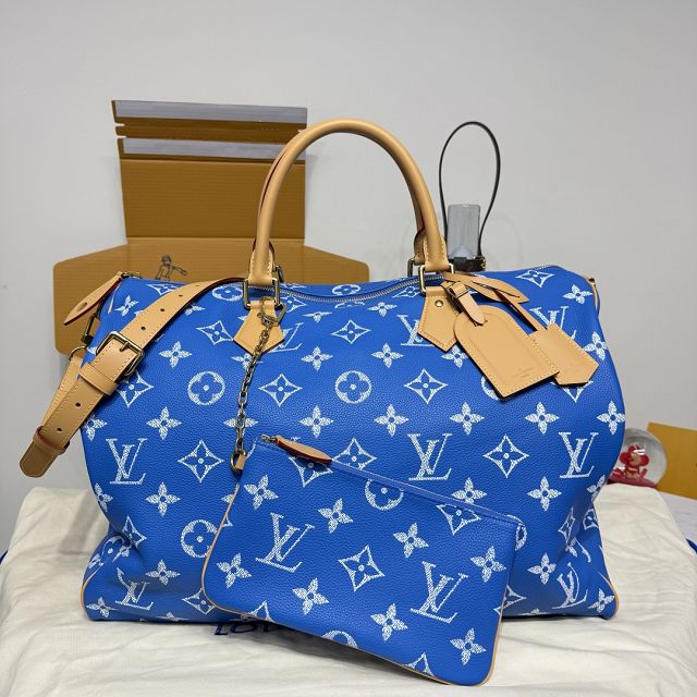 Louis vuitton original soft calfskin speedy P9 50 M11565 blue