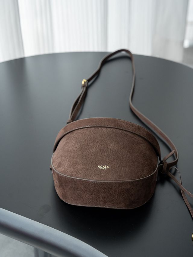 Alaia original nubuck calfskin hip bag AL0001 dark brown