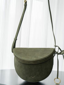 Alaia original nubuck calfskin hip bag AL0001 dark green