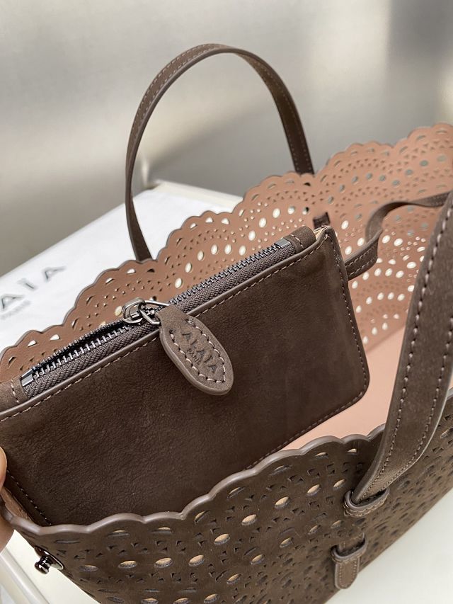 Alaia original nubuck calfskin mina 28 bag AL0002 dark brown