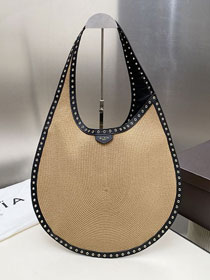 Alaia original raffia shoulder bag AL0009 beige