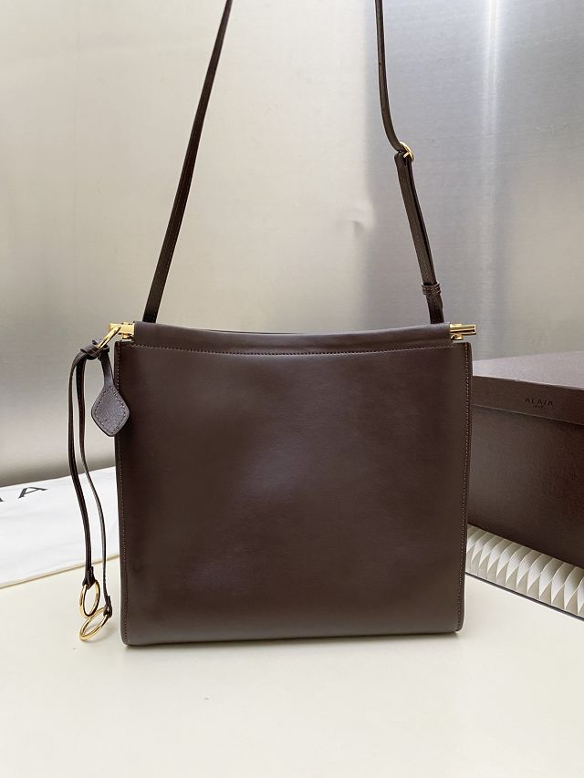 Alaia original calfskin le click small square bag AL0017 dark brown
