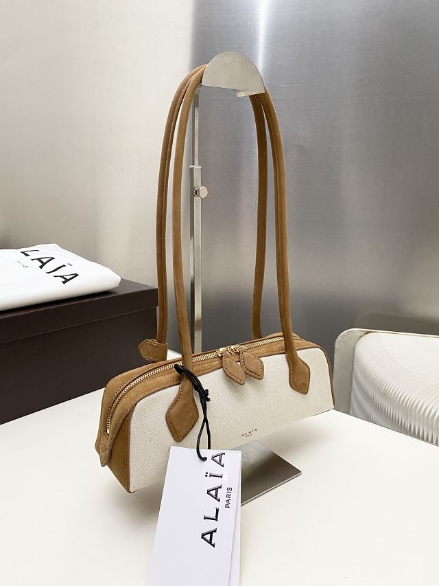 Alaia original canvas le teckel small bag AL0023 brown