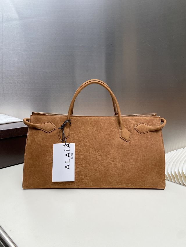 Alaia original nubuck calfskin large le teckel tote bag AL0015 brown