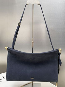 Alaia original nubuck calfskin le click east west large flap bag AL0019 dark blue