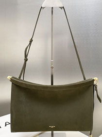 Alaia original nubuck calfskin le click east west large flap bag AL0019 green