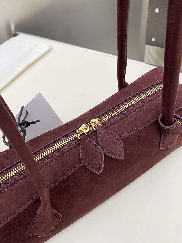 Alaia original nubuck calfskin le teckel medium bag AL0024 bordeaux