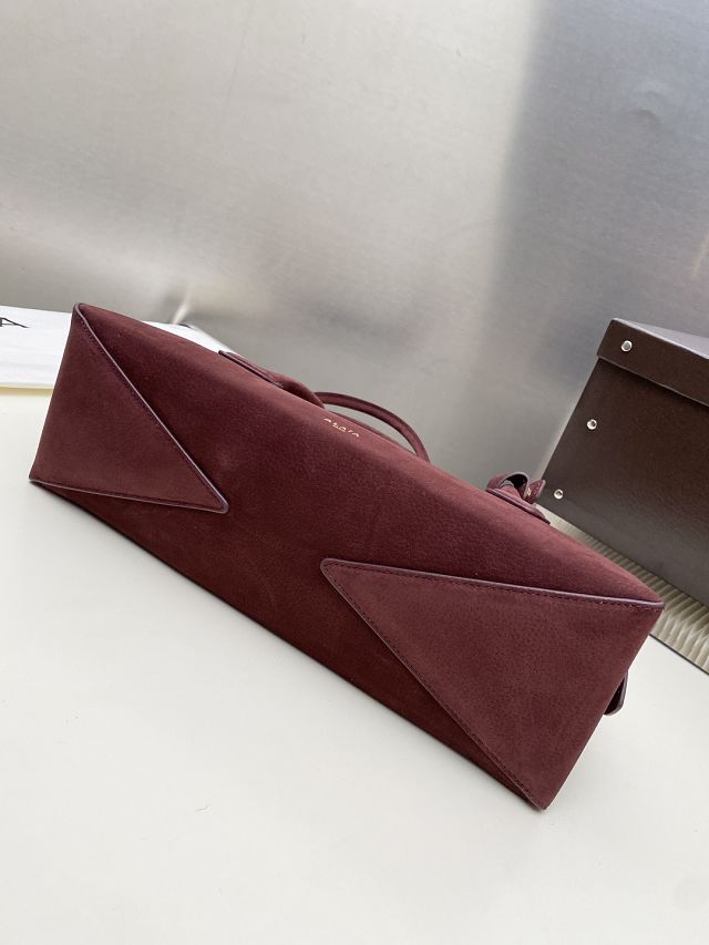 Alaia original nubuck calfskin le teckel medium bag AL0024 bordeaux