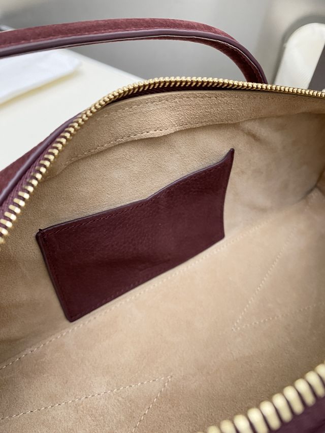 Alaia original nubuck calfskin le teckel medium bag AL0024 bordeaux