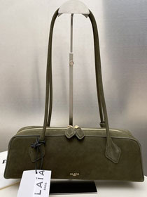 Alaia original nubuck calfskin le teckel medium bag AL0024 dark green