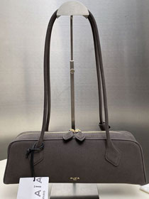 Alaia original nubuck calfskin le teckel medium bag AL0024 grey