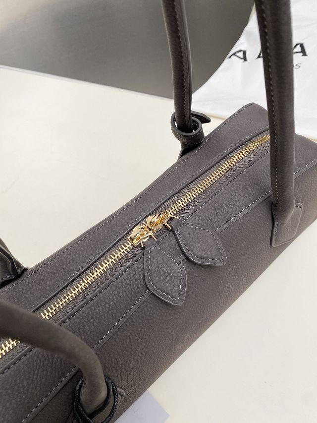 Alaia original nubuck calfskin le teckel medium bag AL0024 grey
