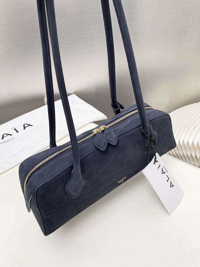 Alaia original nubuck calfskin le teckel medium bag AL0024 navy blue