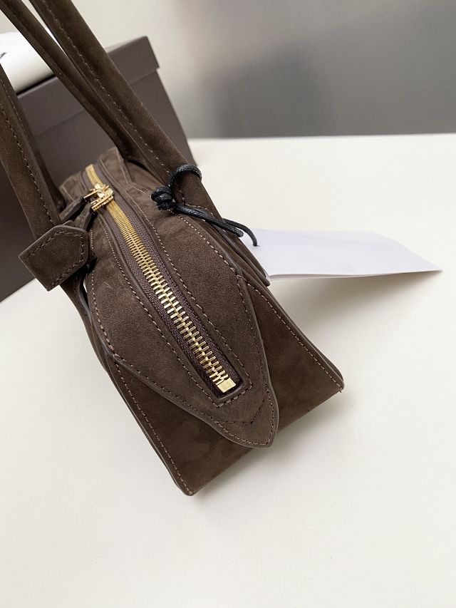 Alaia original nubuck calfskin le teckel small bag AL0023 dark brown