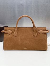 Alaia original nubuck calfskin medium le teckel tote bag AL0016 brown